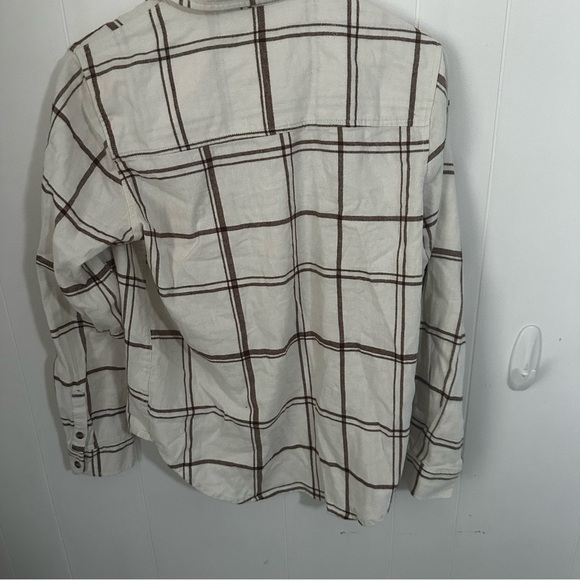 Universal Thread Plaid Button Down Shirt - Cream and Brown - Picture 2 of 4